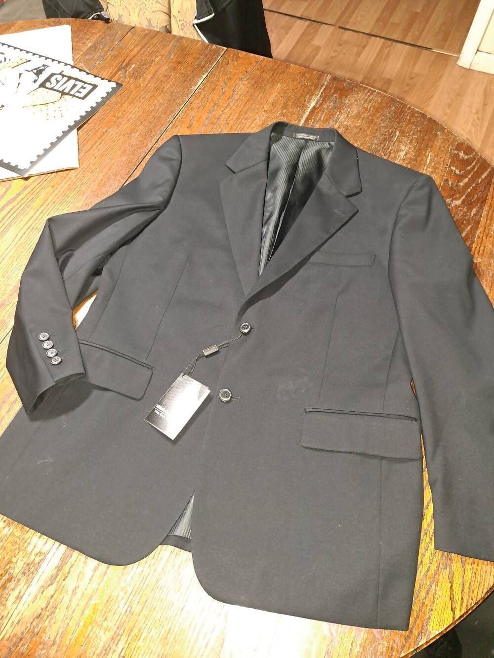 New 42R Vittorio St Angelo Black Dual Vent Suit Sports Coat Jacket Blazer NWT